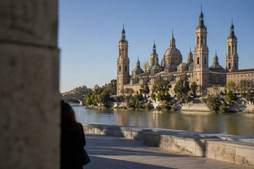 Baroque towers of the Basílica del Pilar seen across the Ebro river